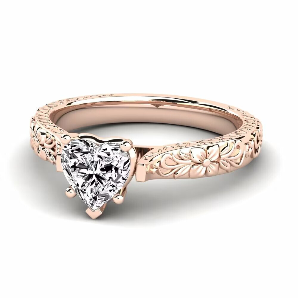 1 ct heart shape moissanite vintage engagement ring in rose gold