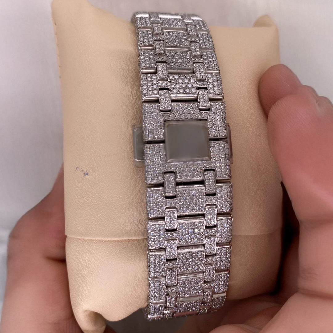 Back View Of AP Iced Out Moissanite Watch For Mens