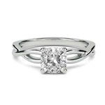 Load image into Gallery viewer, 1 Ct Cushion Cut Twisted Solitaire Moissanite Ring in White Gold
