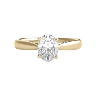 1 Carat Oval Shape Moissanite Engagement Ring in Yellow Gold