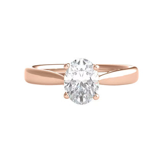 1 Carat Oval Shape Moissanite Engagement Ring in Rose Gold