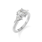 Load image into Gallery viewer, 2 Ct Round &amp; Trillion Cut Moissanite Three Stone Ring In Rose Gold
