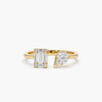 Load image into Gallery viewer, 2.30 Ct Baguette &amp; Marquise Cut Moissanite Toi Et Moi Ring In Yellow Gold
