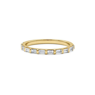 2.5 Carat Baguette Shape Men's Moissanite Wedding Band in Yellow Gold