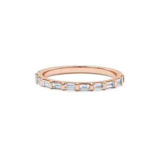 2.5 Carat Baguette Shape Men's Moissanite Wedding Band in Rose Gold