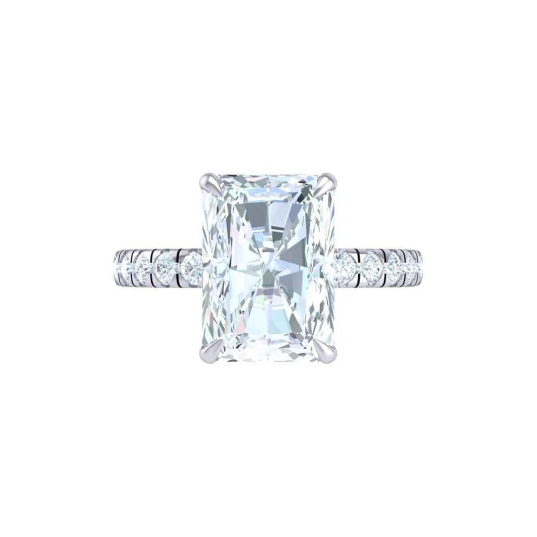 2.50 Carat Radiant Cut Moissanite Hidden Halo Ring In White Gold