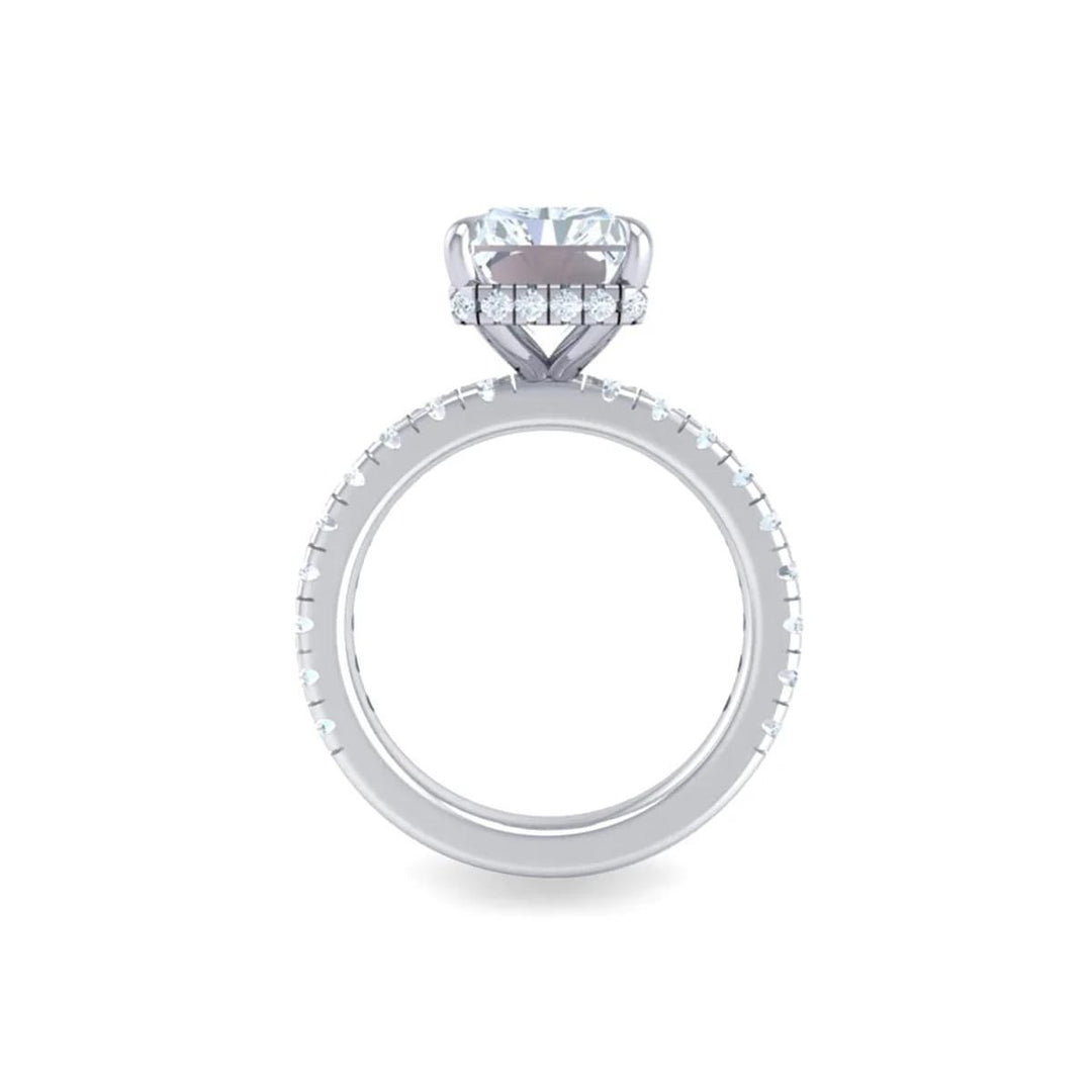2.5 Carat Radiant Cut Hidden Halo Moissanite Engagement Ring In White Gold