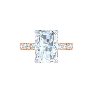 2.5 Carat Radiant Cut Hidden Halo Moissanite Engagement Ring In Rose Gold