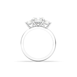 2.5 Carat Radiant Shape Three Stone Moissanite Ring in White Gold