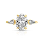 Load image into Gallery viewer, 2.50 Ct Oval &amp; Kite Cut Moissanite Three Stone Ring in Yellow Gold
