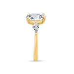Load image into Gallery viewer, 2.50 Ct Oval &amp; Kite Cut Moissanite Three Stone Ring in Yellow Gold
