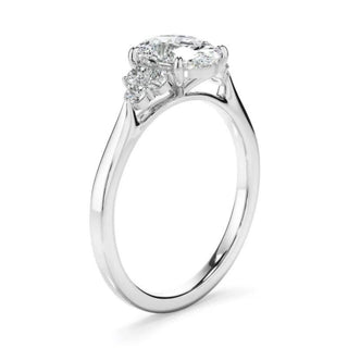 2.8 Carat Oval Cut Moissanite Cluster Engagement Ring In White Gold