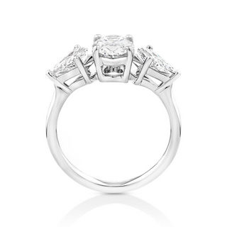 2.8 Carat Oval Shape Three Stone Moissanite Ring in White Gold