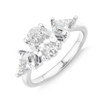 Load image into Gallery viewer, 2.8 Carat Oval Shape Three Stone Moissanite Ring in White Gold
