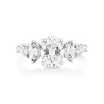 Load image into Gallery viewer, 2.80 Carat Oval Shape Three Stone Moissanite Ring in White Gold
