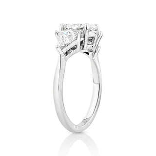 2.8 Carat Oval Shape Three Stone Moissanite Ring in White Gold