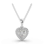 Load image into Gallery viewer, 2 Carat Heart Shape Moissanite Halo Pendant In Yellow Gold
