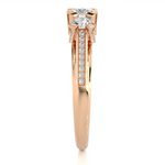 Load image into Gallery viewer, 1.50 Ct Moissanite Three Stone Engagement Ring with Accent in Rose Gold
