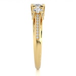 Load image into Gallery viewer, 1.50 Ct Moissanite 3 Stone Engagement Ring With Accents  in Yellow Gold
