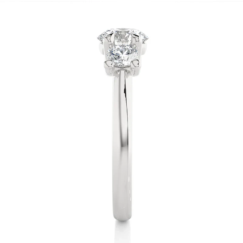 2 Carat Round Moissanite Three Stone Engagement Ring In White Gold
