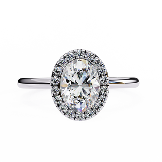 2 Carat Oval Cut Moissanite Halo Ring In Silver