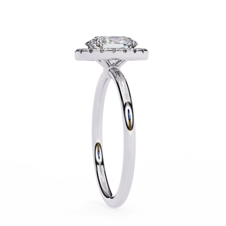 2 Carat Moissanite Oval Halo Engagement Rings in White Gold