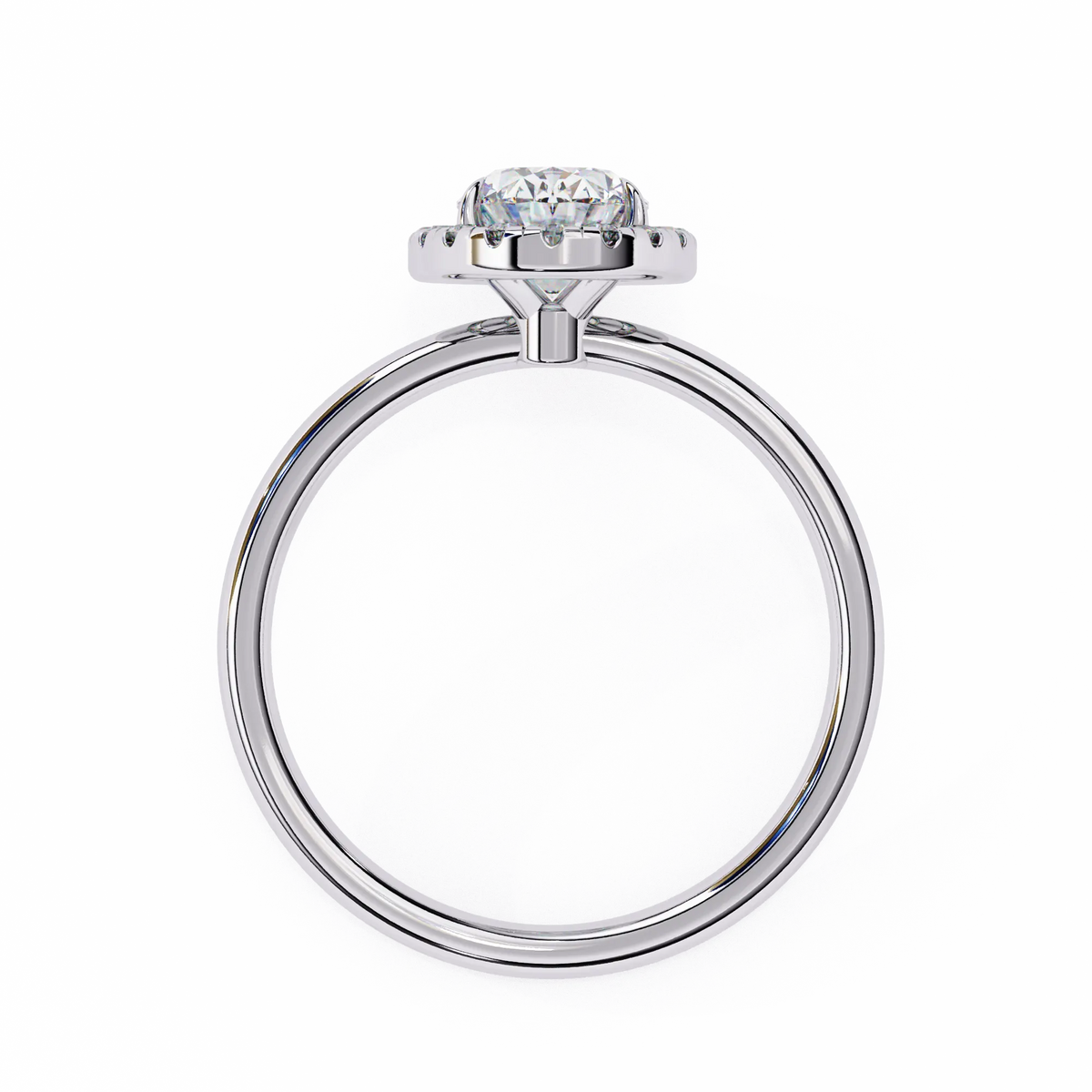 2 carat moissanite oval halo engagement rings in white gold