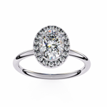 Load image into Gallery viewer, 2 Carat Moissanite Oval Halo Engagement Rings in White Gold
