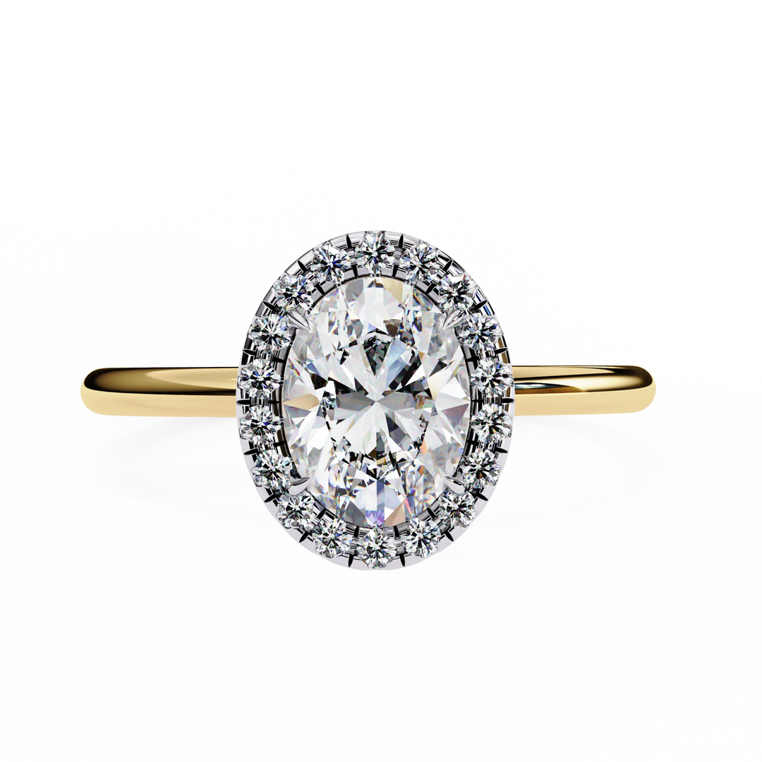 2 Carat Moissanite Oval Halo Engagement Rings in White Gold