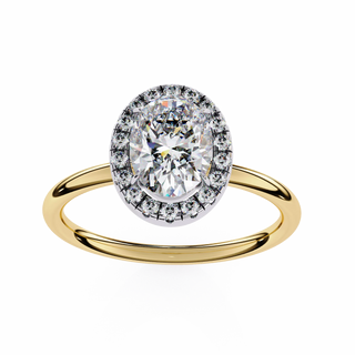 2 Carat Oval Cut Moissanite Halo Ring In Yellow Gold