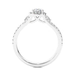 Load image into Gallery viewer, 2 Carat Cushion Cut Moissanite Three Stone Halo Ring in Silver

