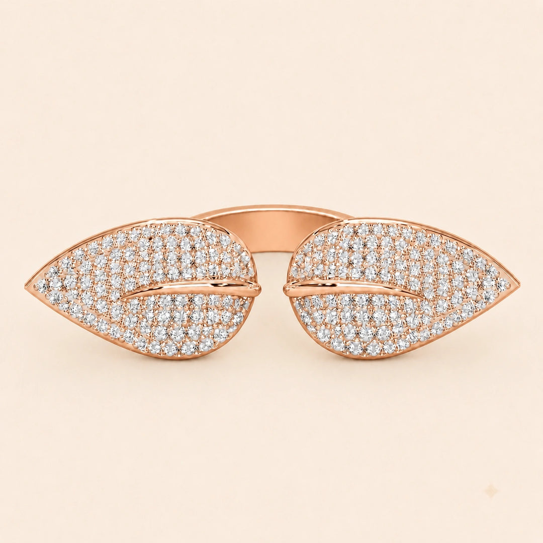 Front View Of Leaf Design Rings