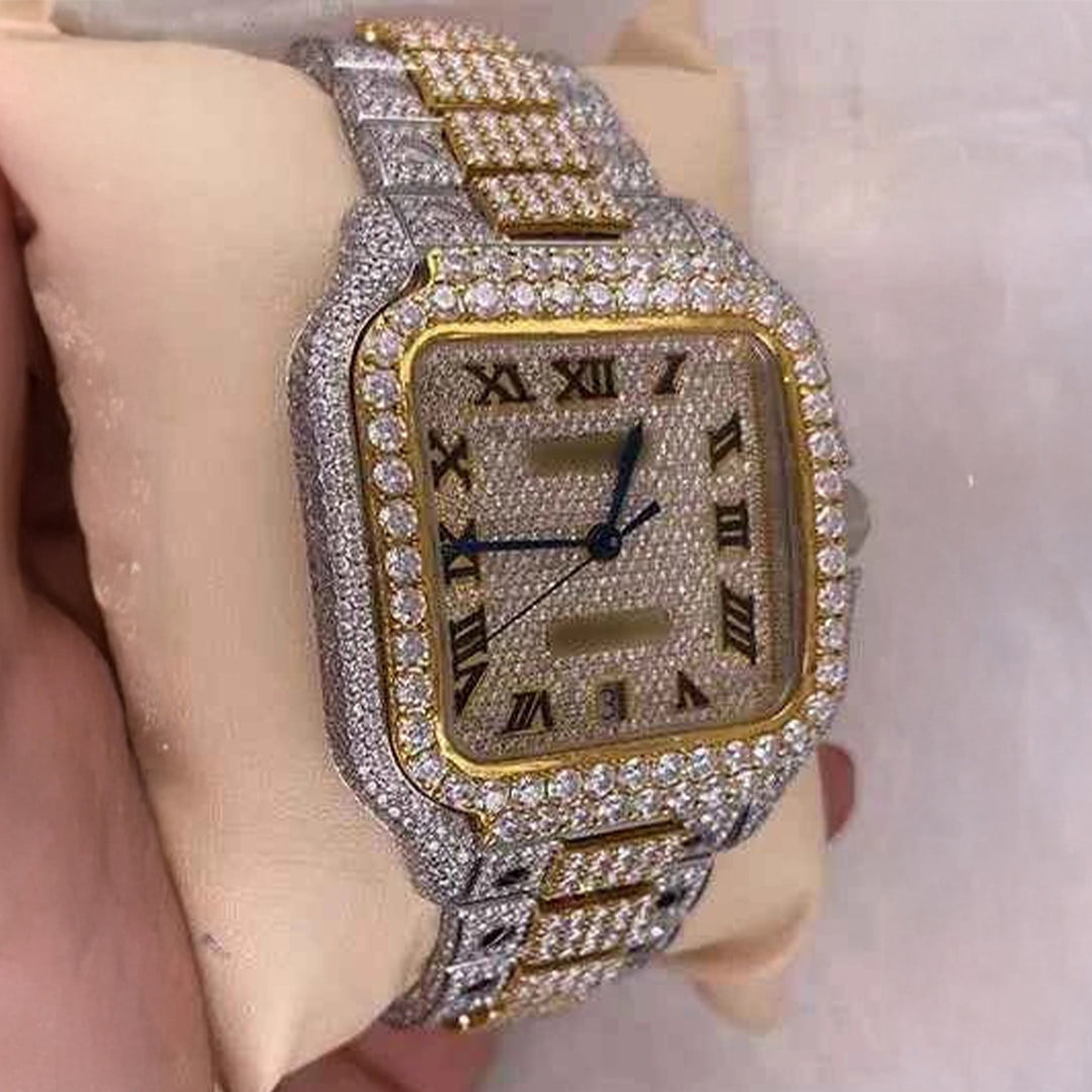 Side View Of Moissanite Watch Mens