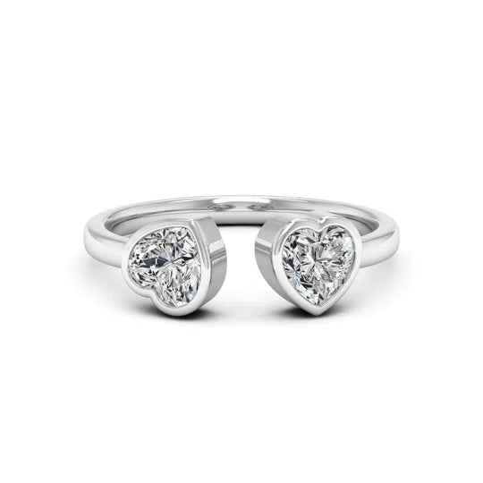 2 Carat Heart Shaped Moissanite Toi Et Moi Engagement Ring in White Gold