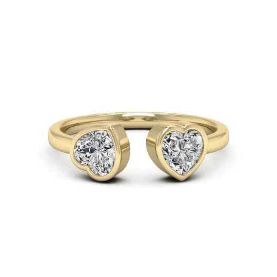 2 Carat Heart Shaped Moissanite Toi Et Moi Engagement Ring in White Gold
