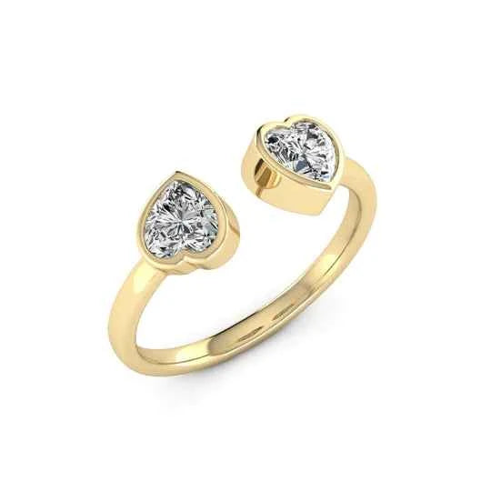 2 Carat Heart Shaped Moissanite Toi Et Moi Engagement Ring in White Gold