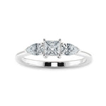 Load image into Gallery viewer, 2 Ct Princess Cut Moissanite Three Stone Engagement Ring in White Gold
