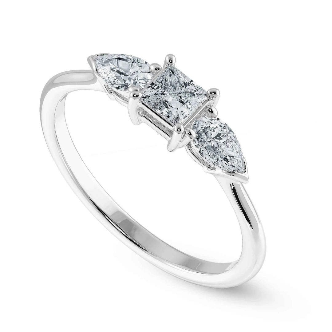 2 Ct Princess Cut Moissanite Three Stone Engagement Ring in White Gold