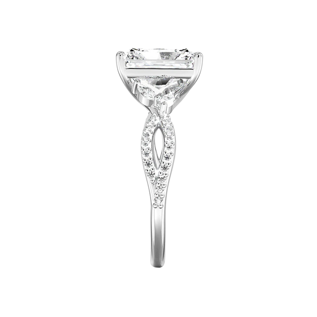 2 Ct Radiant Cut Moissanite Criss Cross Engagement Ring in White Gold