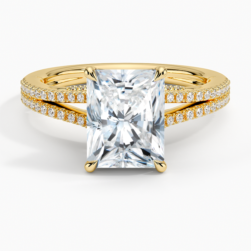 2 Ct Radiant Cut Moissanite Split Shank Engagement Ring in White Gold