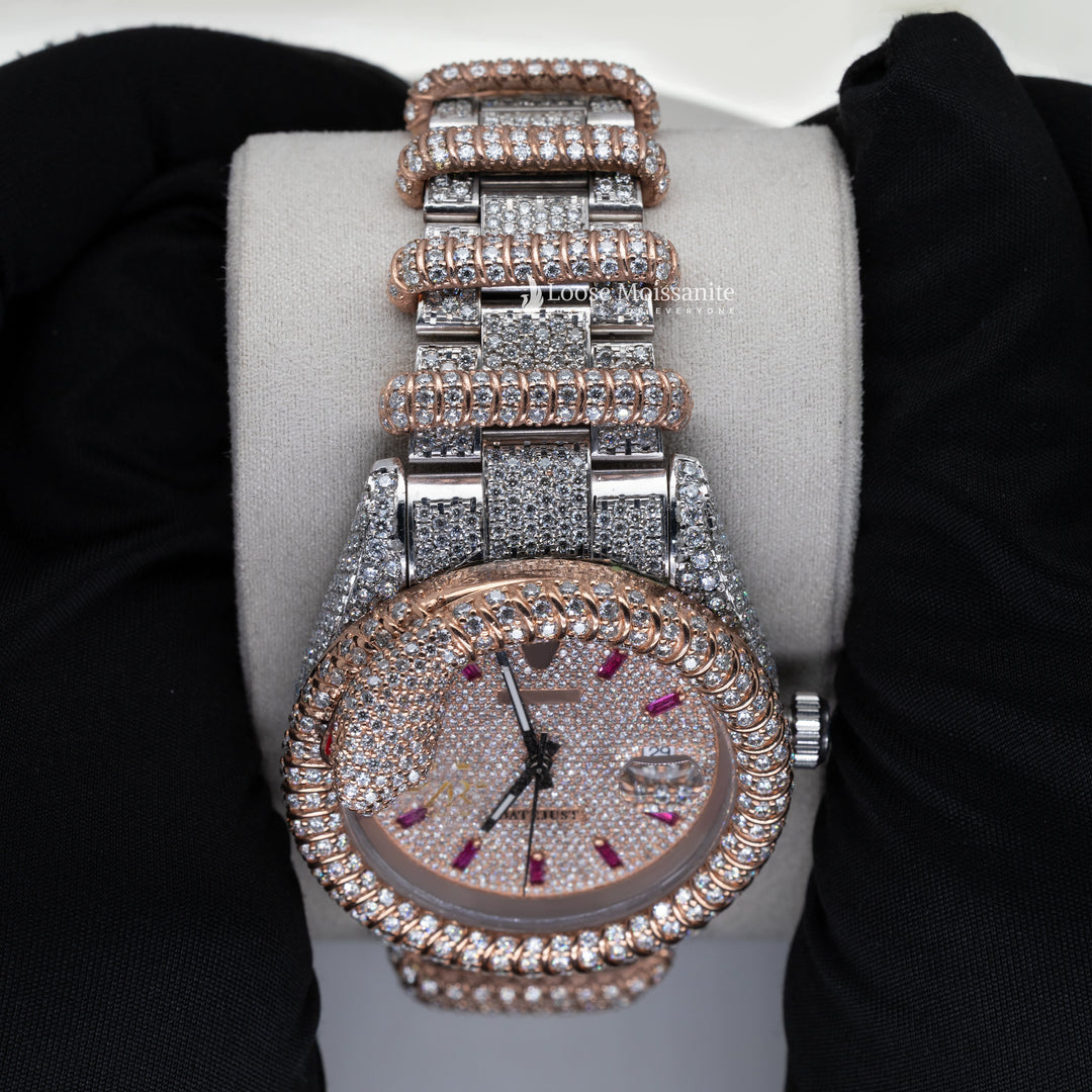 Close Up View Of Moissanite Iced Out luxury watches for men