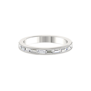 2.2 Carat Baguette Cut Moissanite Half Eternity Band in White Gold