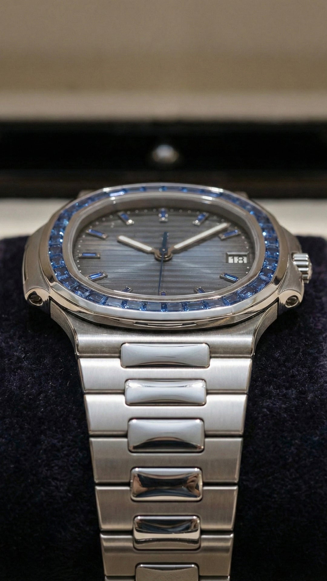 Nautilus Platinum Blue Sapphire Watch