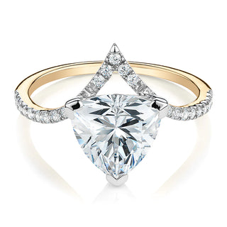 2 Carat Trillion Shape Moissanite Engagement Ring in Yellow Gold