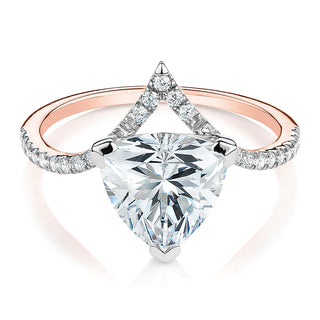 2 Carat Trillion Shape Moissanite Engagement Ring in Rose Gold