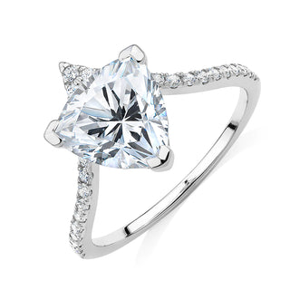 2 Carat Trillion Shape Moissanite Engagement Ring in White Gold