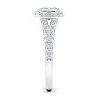 2 Carat Asscher Cut Split Shank Moissanite Ring in White Gold