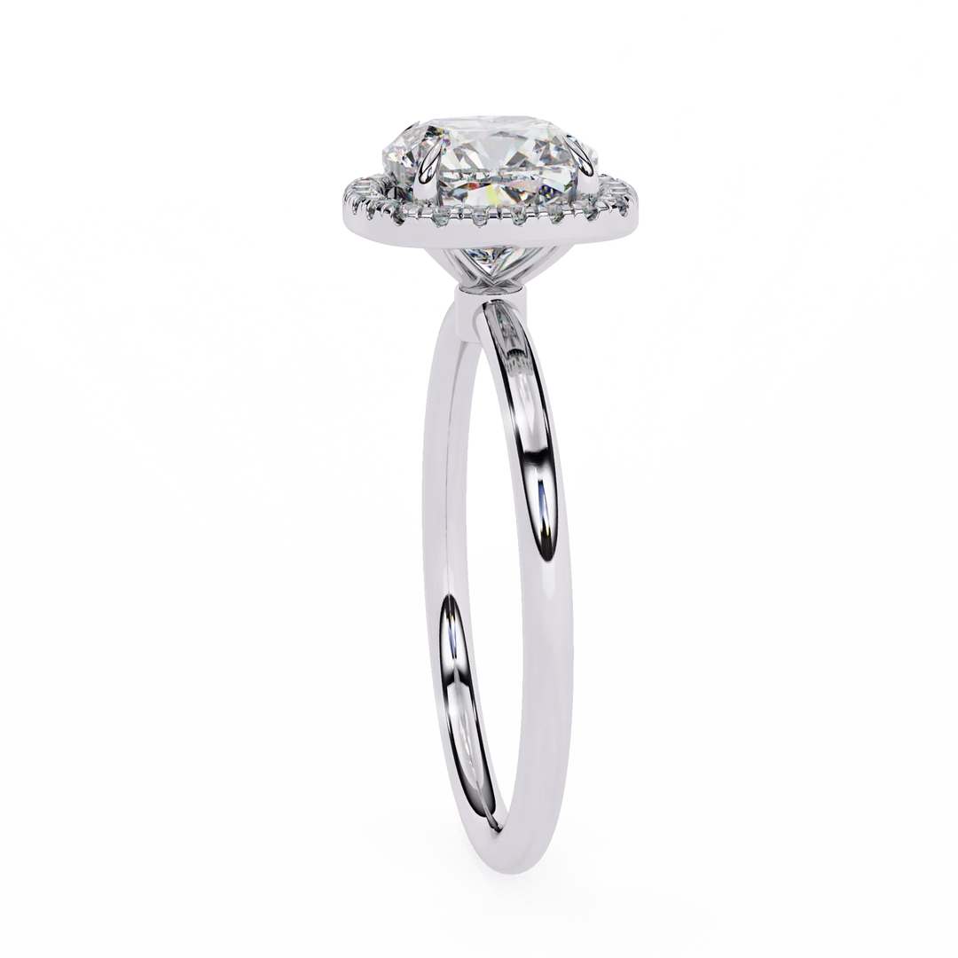 2 Carat Cusion Cut Halo Engagement Ring In White Gold