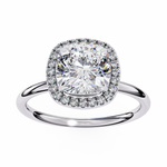 Load image into Gallery viewer, 2 Carat Cusion Cut Halo Engagement Ring In White Gold
