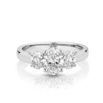 Load image into Gallery viewer, 2 Carat Oval Cut Moissanite Three Stone Engagement Ring in White Gold
